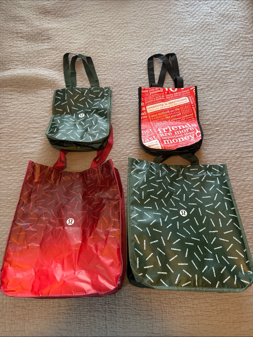 Lululemon Tote Shopping Bags Set of 4